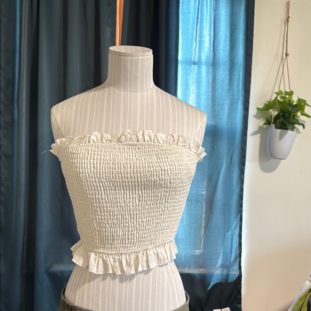 princess polly Elegant White Smocked Tube Top